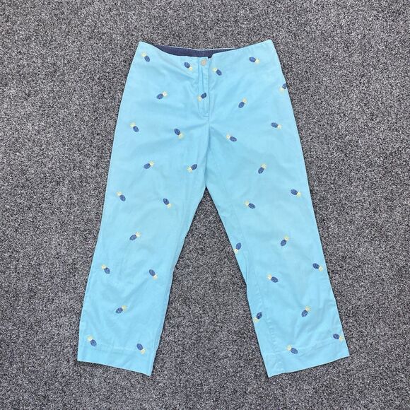 Tommy Hilfiger Women’s Capris Embroidered Blue Pineapple Bright Blue Size 4 - Picture 1 of 6